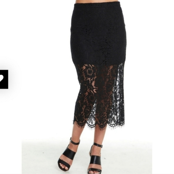 Chaser Black Lace Midi Skirt with Slit Size Small NWT - Picture 2 of 12